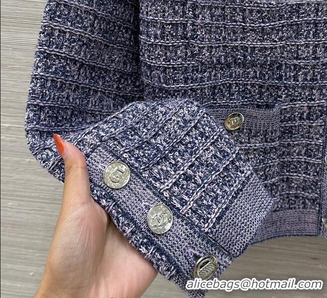 Trendy Design Chanel Wool & Cotton Tweed Cardigan CH090503 Blue 2025