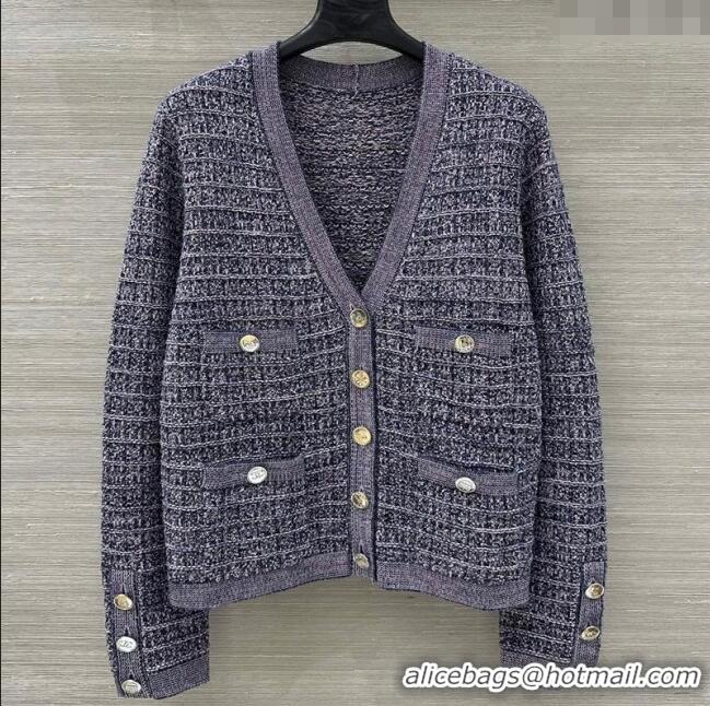 Trendy Design Chanel Wool & Cotton Tweed Cardigan CH090503 Blue 2025