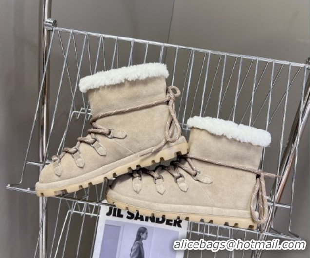 Trendy Design Miu Miu Suede and Wool Laced-up Flat Ankle Boots Grey MM102407 1024149 2025