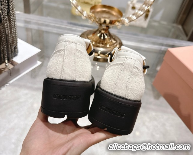 Grade Miu Miu Mohair and Leather Laced-up Shoes White 5E964D 1025002 2025