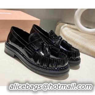 Popular Style Miu Miu Tassel Loafers in Patent Leather Black 5D497E 2025