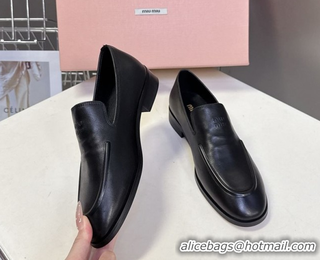 Unique Style Miu Miu Leather Loafers 5D545E Black 1025021 2025