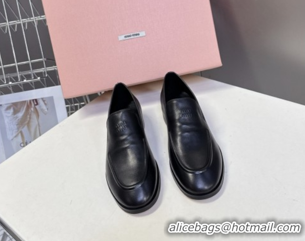 Unique Style Miu Miu Leather Loafers 5D545E Black 1025021 2025