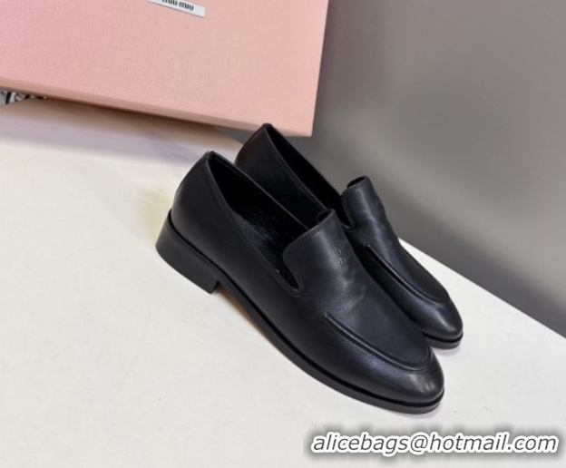 Unique Style Miu Miu Leather Loafers 5D545E Black 1025021 2025