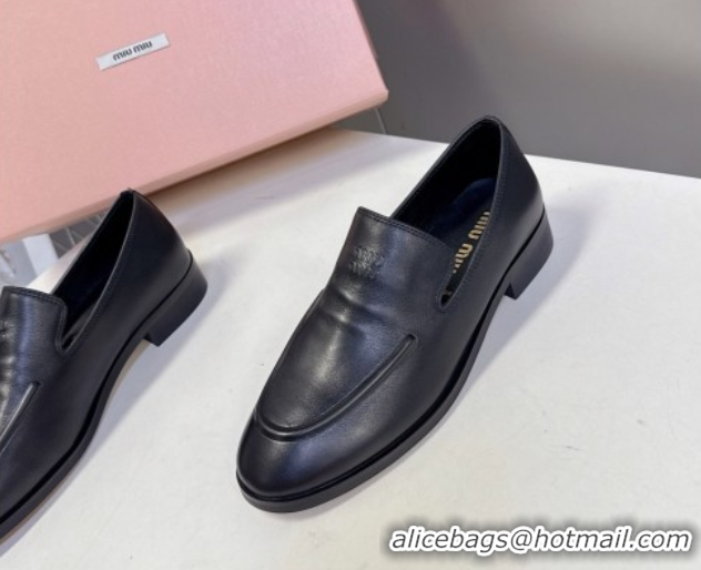 Unique Style Miu Miu Leather Loafers 5D545E Black 1025021 2025
