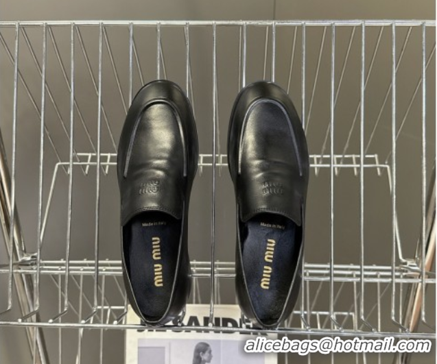 Unique Style Miu Miu Leather Loafers 5D545E Black 1025021 2025