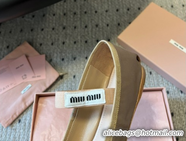 Good Looking Miu Miu Satin Ballerinas Flat with Bow and Elastic Band Beige 5F794D 1025023 2025