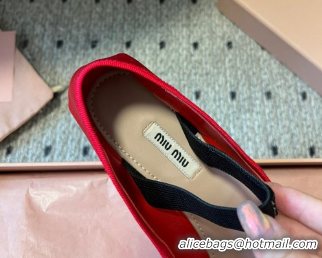 Best Product Miu Miu Satin Ballerinas Flat with Bow and Elastic Band Red 2025 5F794D 1025024 2025