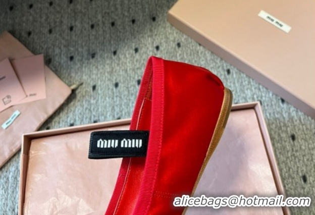 Best Product Miu Miu Satin Ballerinas Flat with Bow and Elastic Band Red 2025 5F794D 1025024 2025