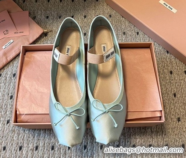 Pretty Style Miu Miu Satin Ballerinas Flat with Bow and Elastic Band Green 5F794D 1025025 2025