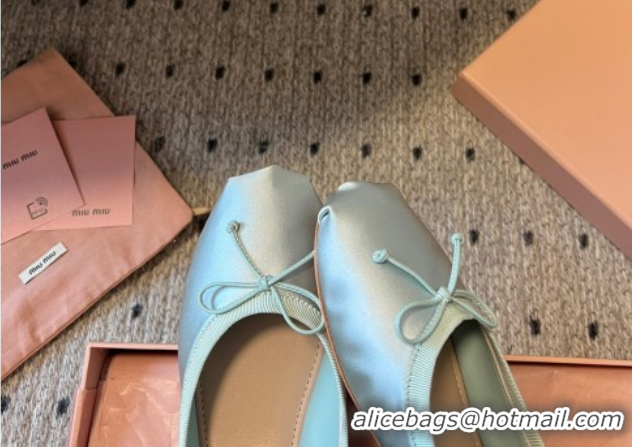 Pretty Style Miu Miu Satin Ballerinas Flat with Bow and Elastic Band Green 5F794D 1025025 2025