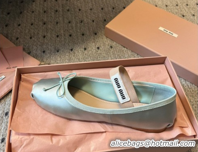 Pretty Style Miu Miu Satin Ballerinas Flat with Bow and Elastic Band Green 5F794D 1025025 2025