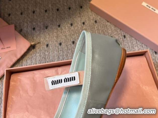 Pretty Style Miu Miu Satin Ballerinas Flat with Bow and Elastic Band Green 5F794D 1025025 2025