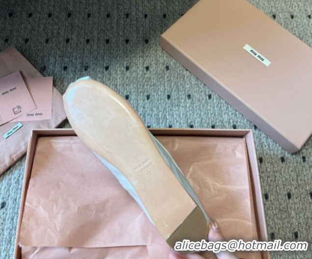 Durable Miu Miu Satin Ballerinas Flat with Bow and Elastic Band White 5F794D 1025028 2025