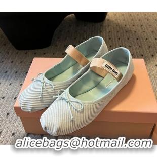 Luxury Discount Miu Miu Corduroy Ballerinas Flat with Bow and Elastic Band Green 5F794D 1025029 2025