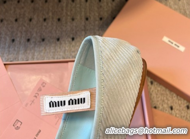 Luxury Discount Miu Miu Corduroy Ballerinas Flat with Bow and Elastic Band Green 5F794D 1025029 2025