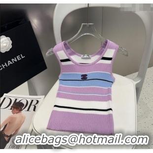 Unique Grade Chanel Striped Vest 0911 Purple/Blue 2025