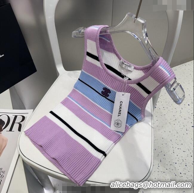 Unique Grade Chanel Striped Vest 0911 Purple/Blue 2025