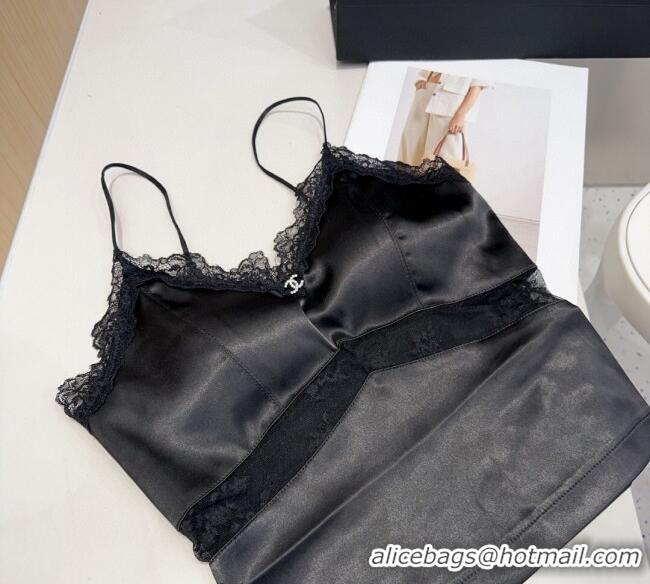 Super Quality Chanel Vest with Lace 0911 Black 2025