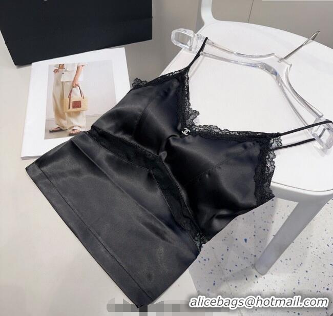 Super Quality Chanel Vest with Lace 0911 Black 2025
