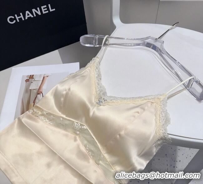 Traditional Discount Chanel Vest with Lace 0911 Light Yellow 2025