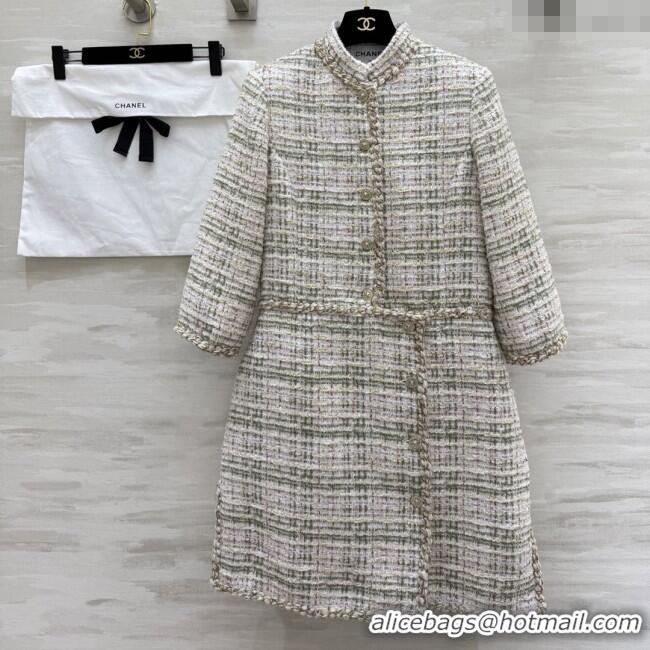 Best Quality Chanel Tweed Dress CH91305 Beige 2025