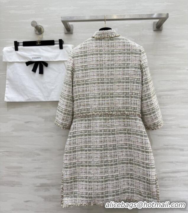 Best Quality Chanel Tweed Dress CH91305 Beige 2025