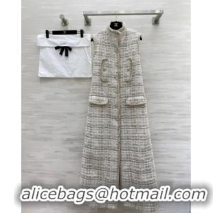 Most Popular Chanel Tweed Long Vest CH91306 Beige 2025