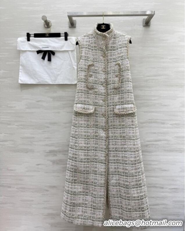 Most Popular Chanel Tweed Long Vest CH91306 Beige 2025