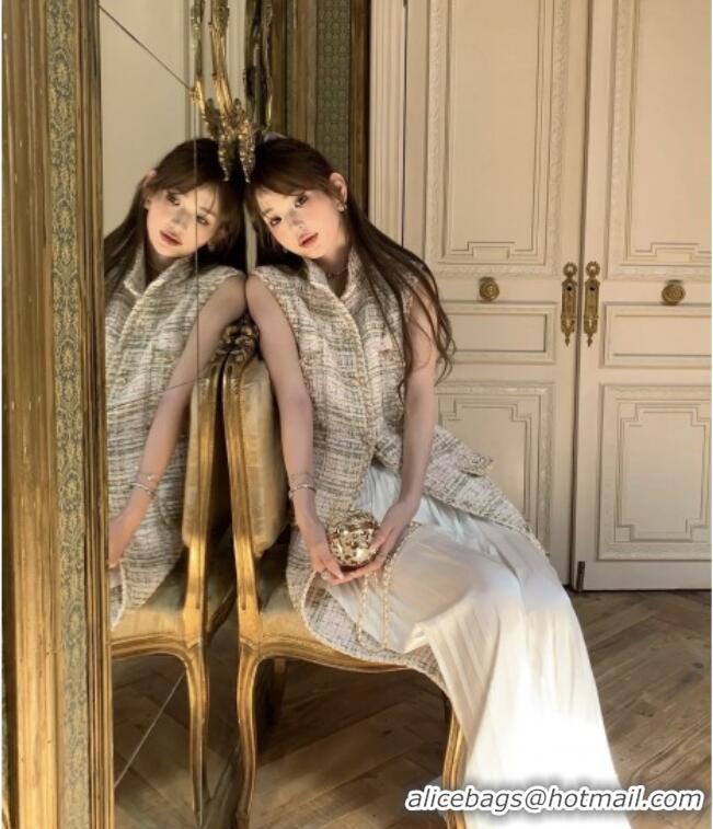 Most Popular Chanel Tweed Long Vest CH91306 Beige 2025