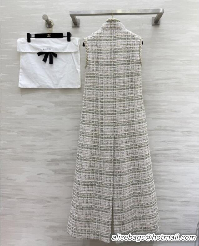 Most Popular Chanel Tweed Long Vest CH91306 Beige 2025