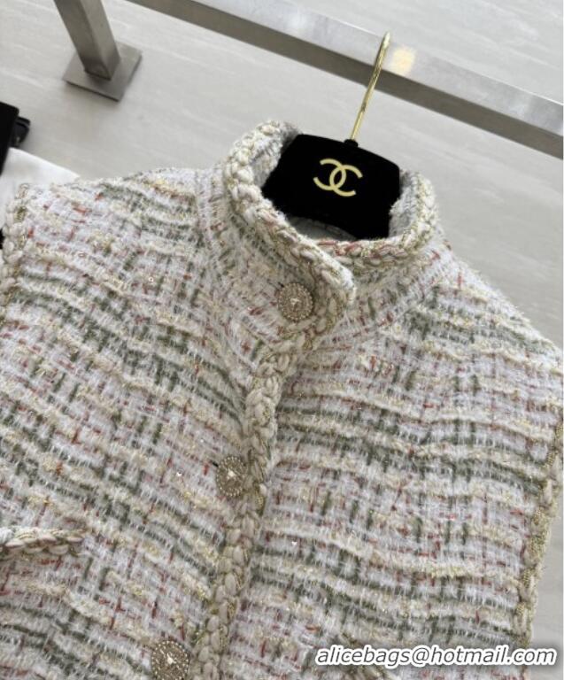 Most Popular Chanel Tweed Long Vest CH91306 Beige 2025
