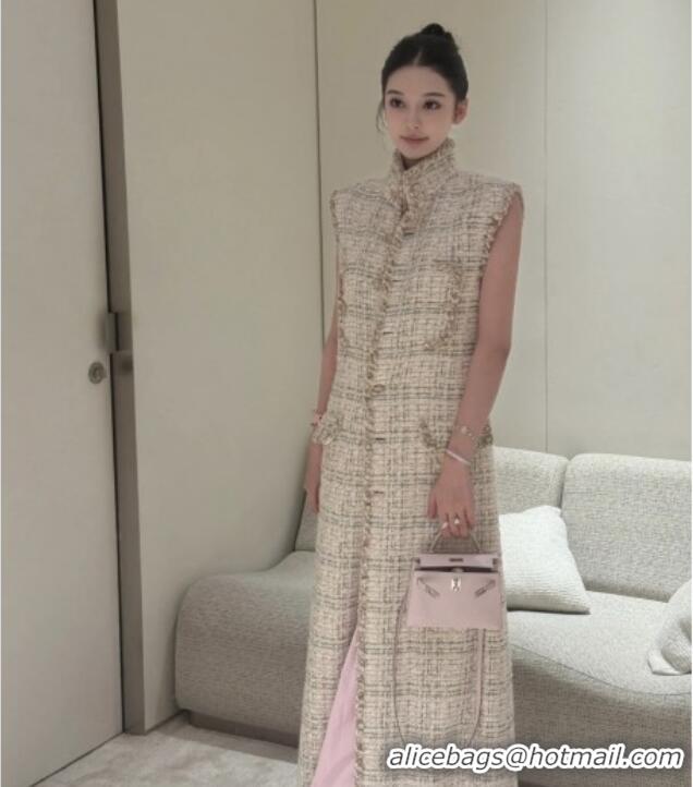 Most Popular Chanel Tweed Long Vest CH91306 Beige 2025