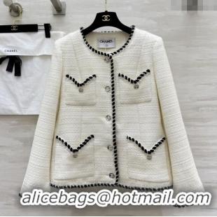 Best Quality Chanel Tweed Jacket CH91308 White 2025