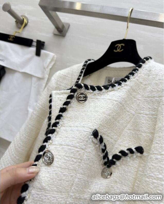 Best Quality Chanel Tweed Jacket CH91308 White 2025