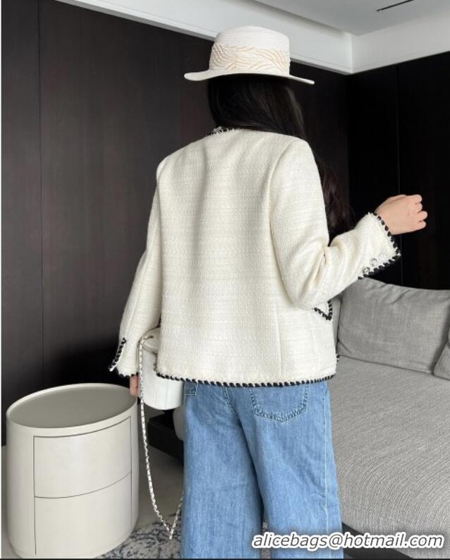 Best Quality Chanel Tweed Jacket CH91308 White 2025