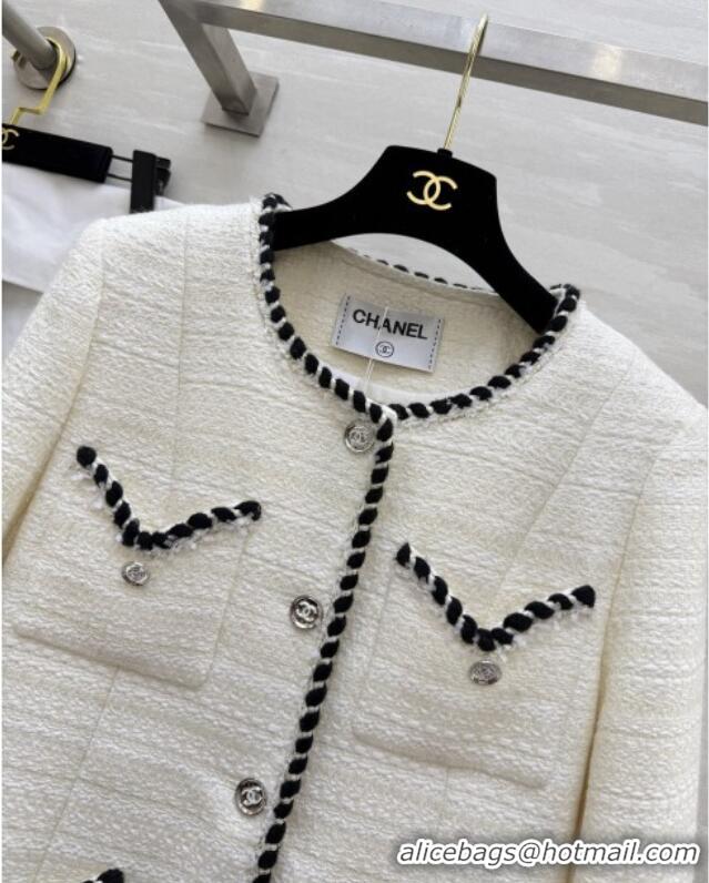 Best Quality Chanel Tweed Jacket CH91308 White 2025