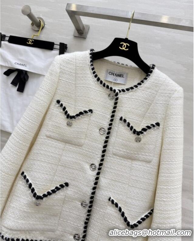 Best Quality Chanel Tweed Jacket CH91308 White 2025