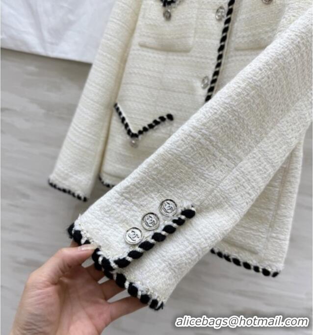 Best Quality Chanel Tweed Jacket CH91308 White 2025
