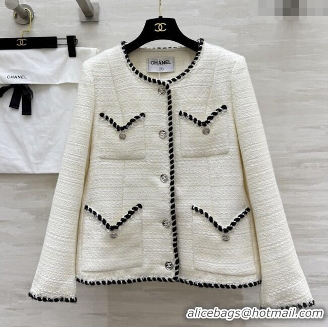 Best Quality Chanel Tweed Jacket CH91308 White 2025