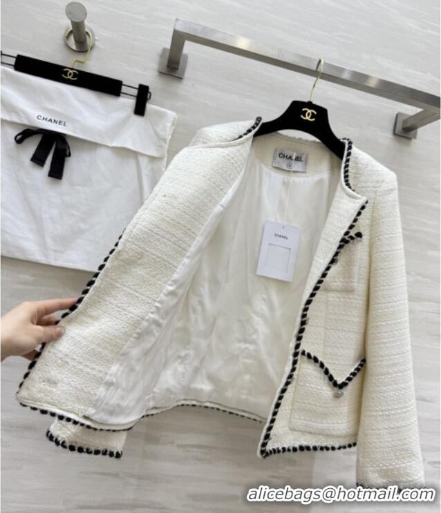 Best Quality Chanel Tweed Jacket CH91308 White 2025