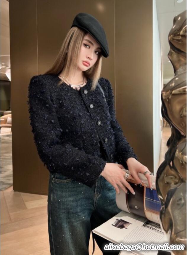 Best Price Chanel Fringe Tweed Jacket CH91309 Blue 2025