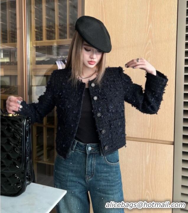 Best Price Chanel Fringe Tweed Jacket CH91309 Blue 2025