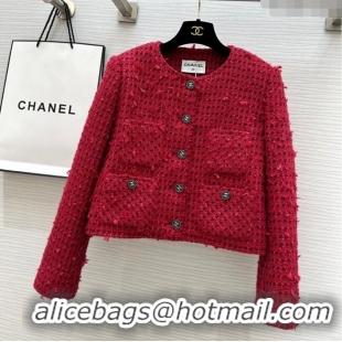 Unique Grade Chanel Fringe Tweed Jacket CH91310 Red 2025