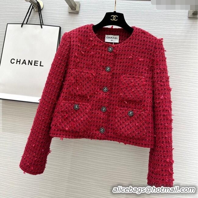 Unique Grade Chanel Fringe Tweed Jacket CH91310 Red 2025