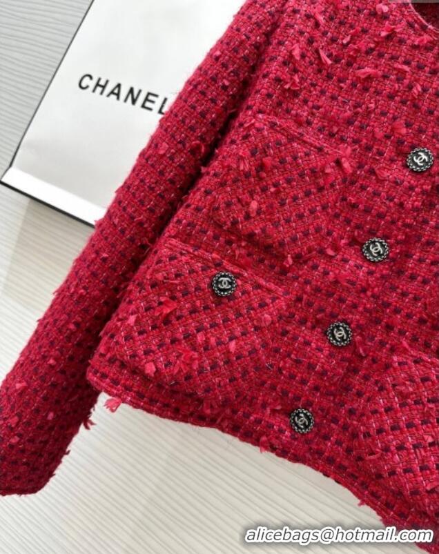 Unique Grade Chanel Fringe Tweed Jacket CH91310 Red 2025