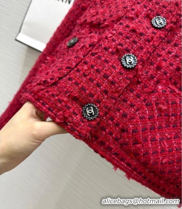 Unique Grade Chanel Fringe Tweed Jacket CH91310 Red 2025