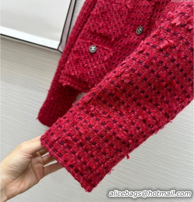 Unique Grade Chanel Fringe Tweed Jacket CH91310 Red 2025