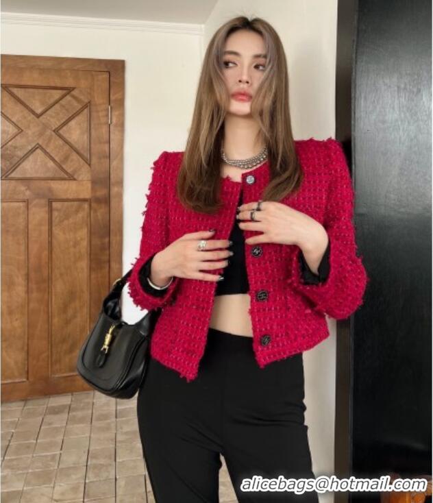 Unique Grade Chanel Fringe Tweed Jacket CH91310 Red 2025