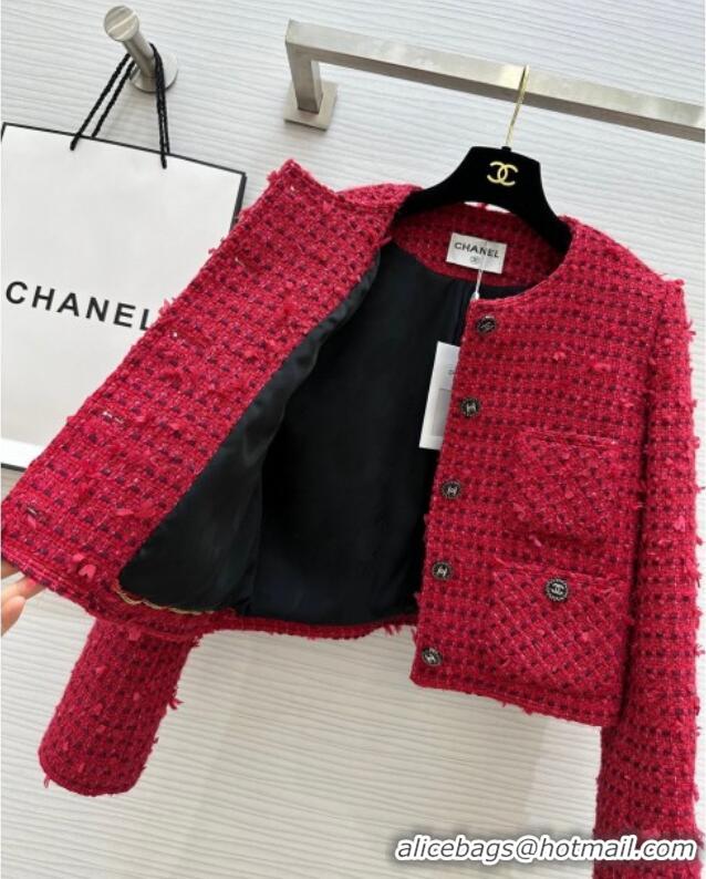 Unique Grade Chanel Fringe Tweed Jacket CH91310 Red 2025